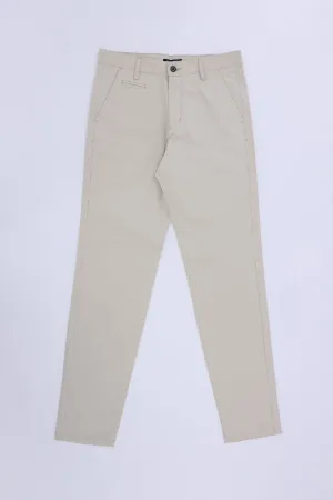 BEIGE TAPPERED FIT PANTS