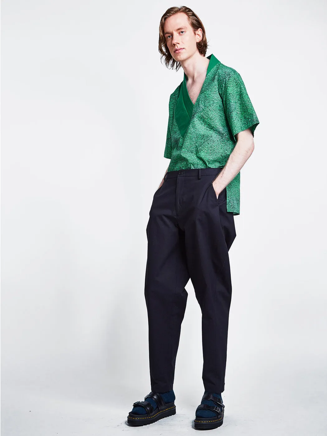 Belt Collar V Neck Print