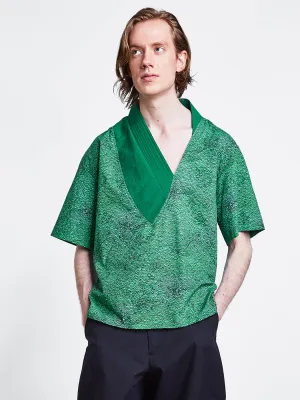 Belt Collar V Neck Print
