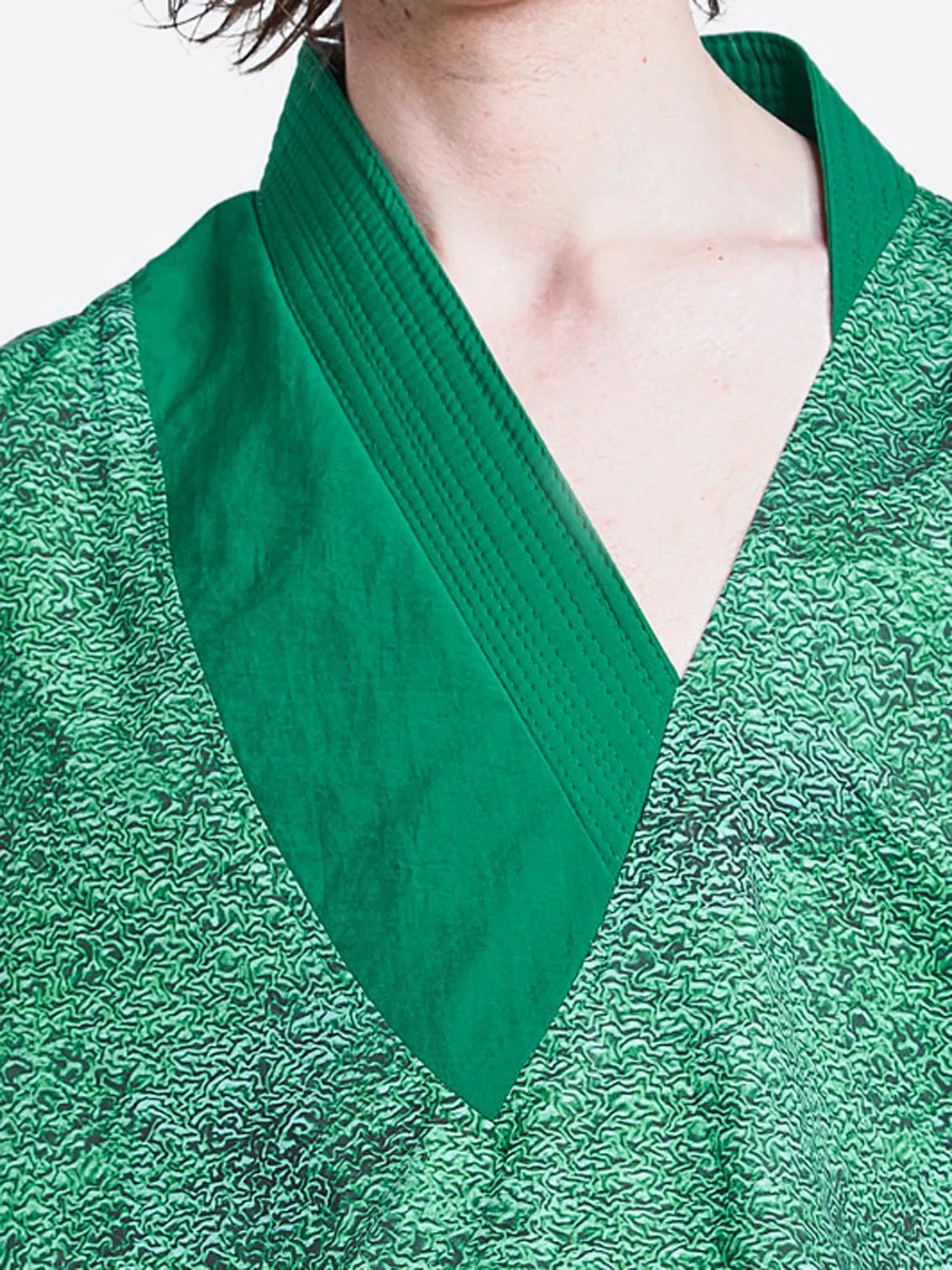 Belt Collar V Neck Print