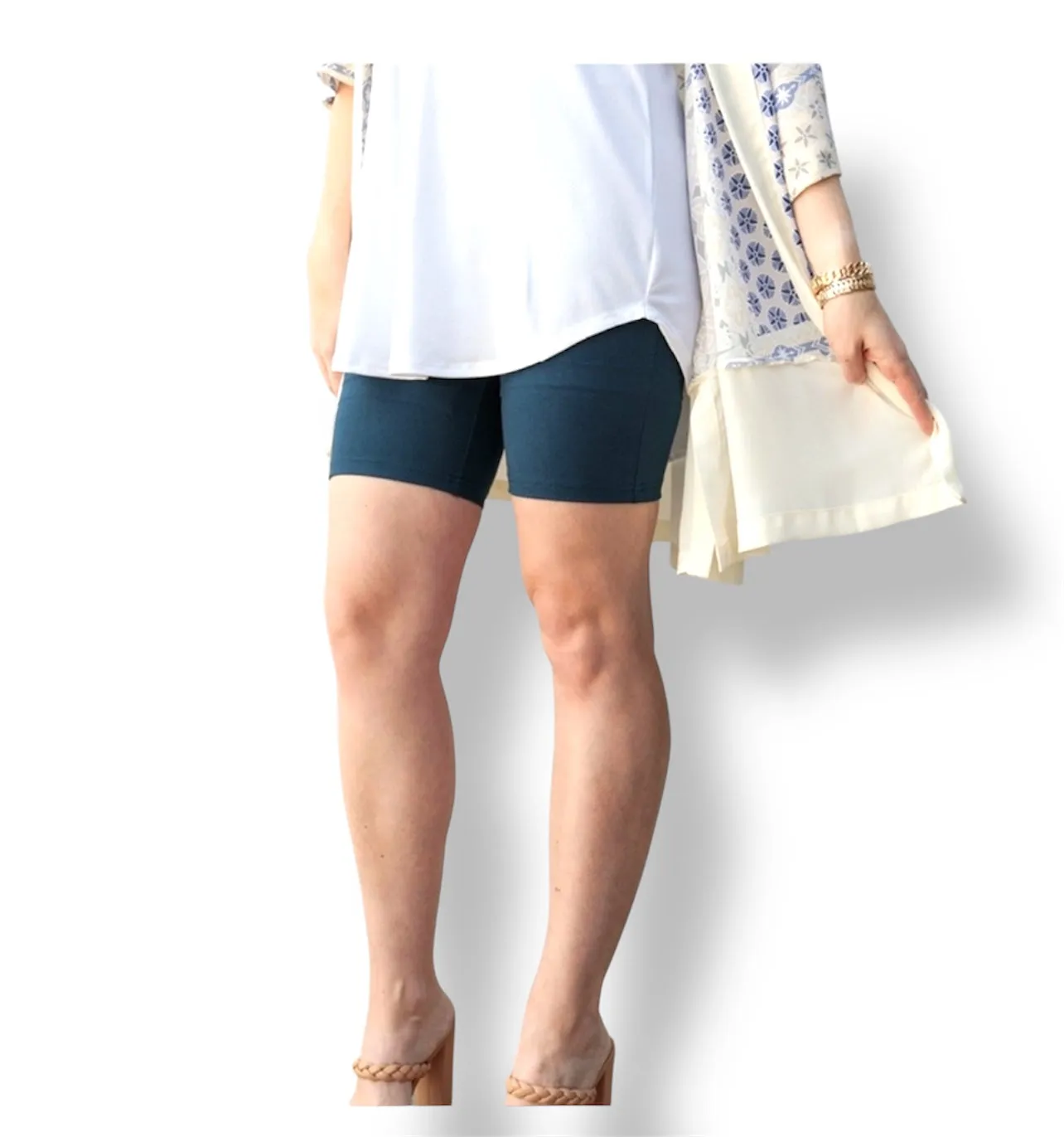 Biker Shorts - Navy White Small Floral