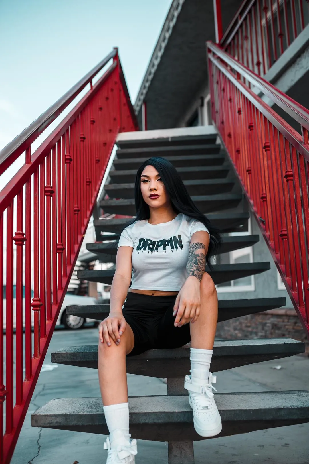 Black Drippin (V3) | White Crop Top Tee
