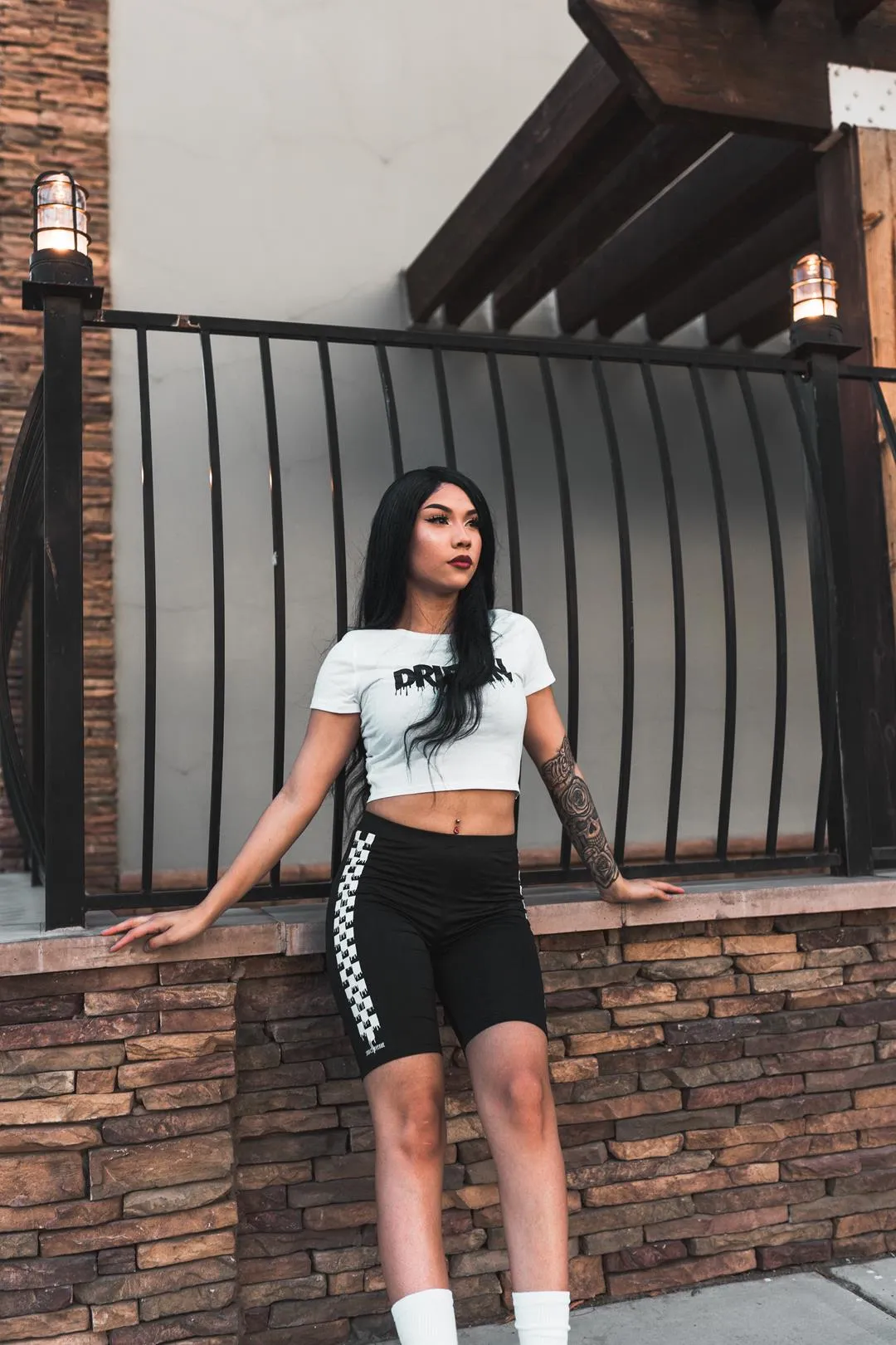 Black Drippin (V3) | White Crop Top Tee