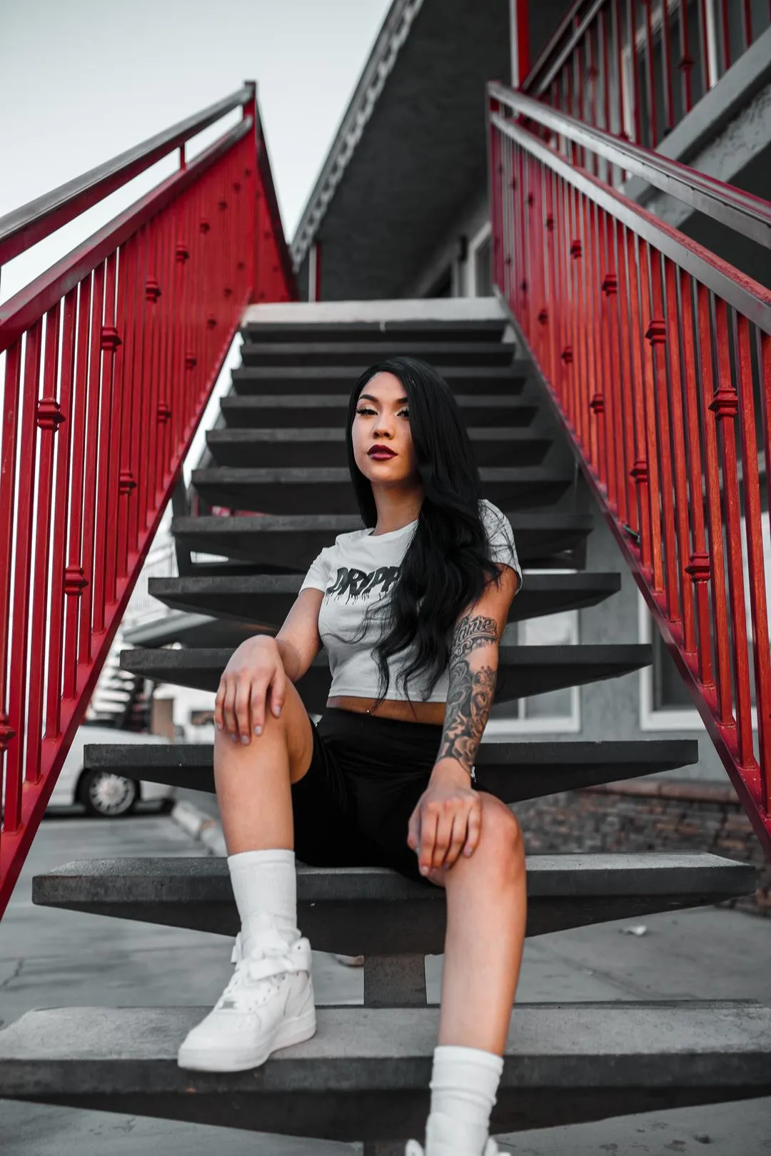 Black Drippin (V3) | White Crop Top Tee