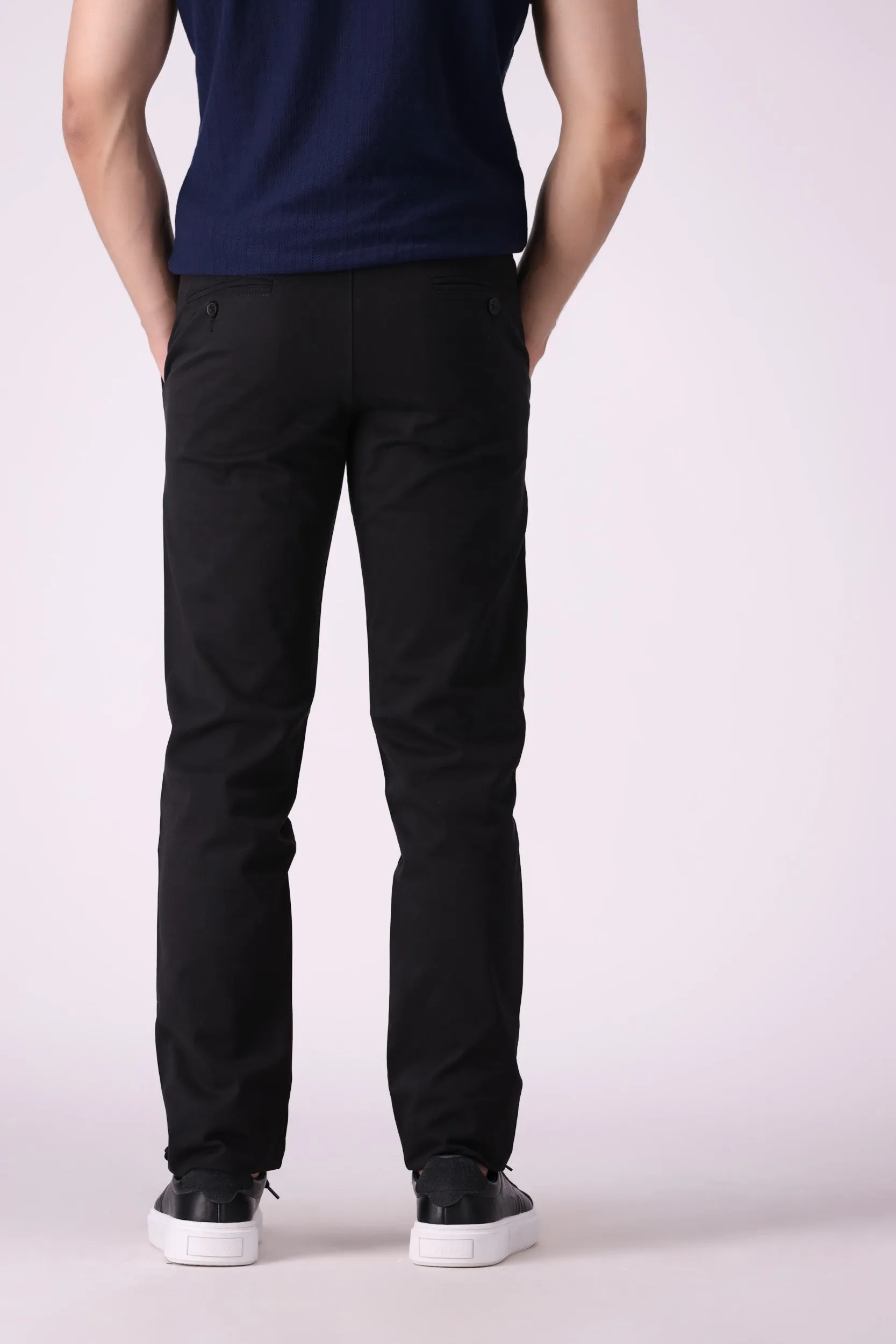 Black Tappered Fit Cotton Pants