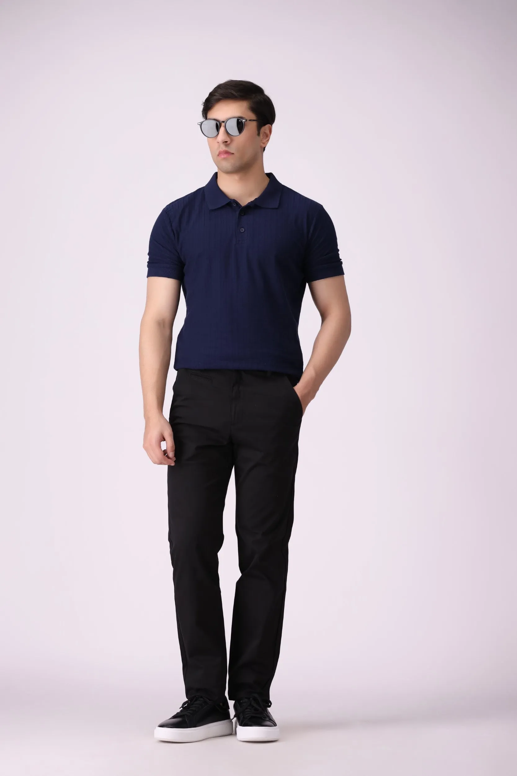 Black Tappered Fit Cotton Pants
