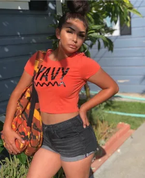 Black Wavy | Coral Crop Top Tee
