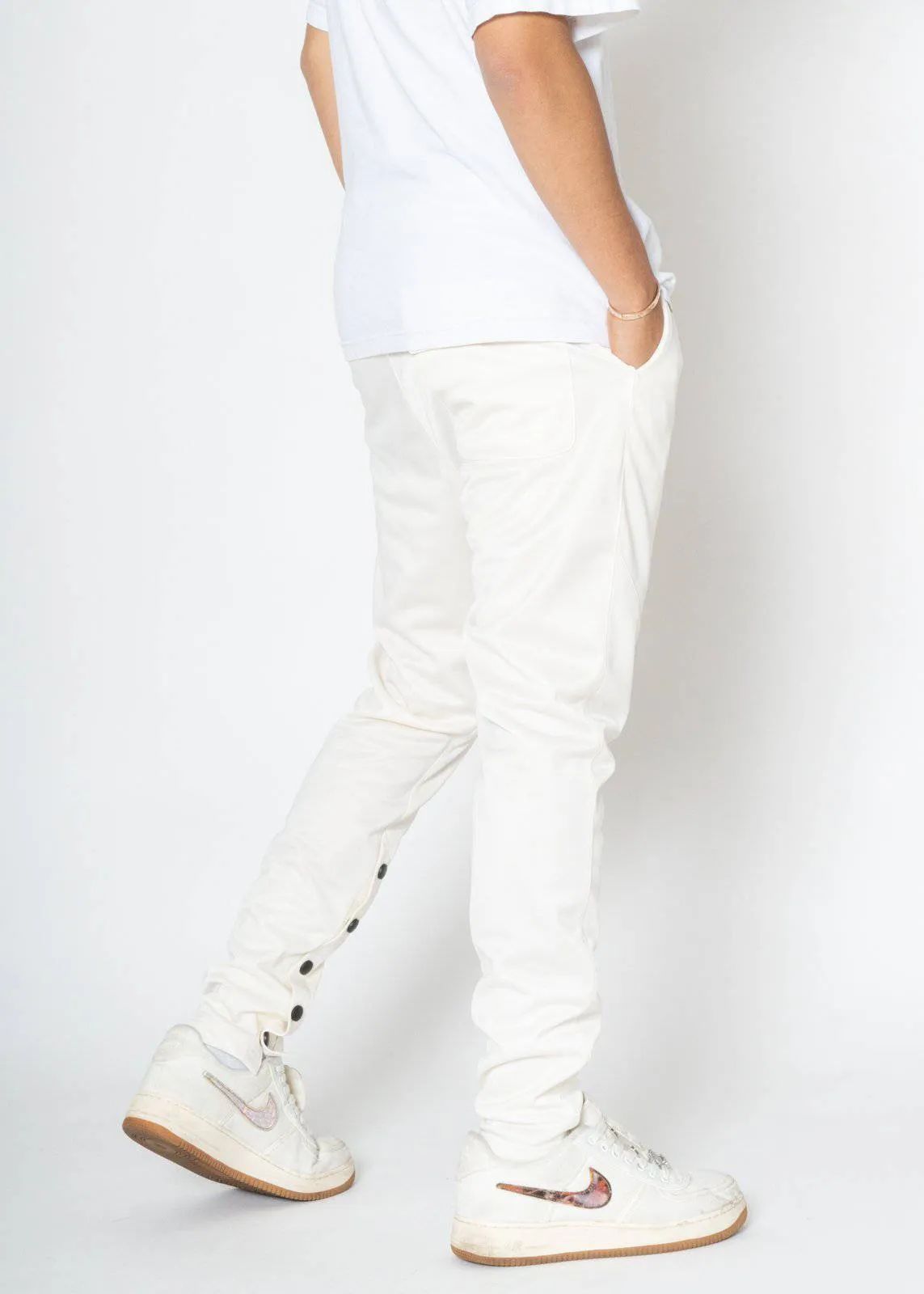Blank State Men's Snap Track Pants in White