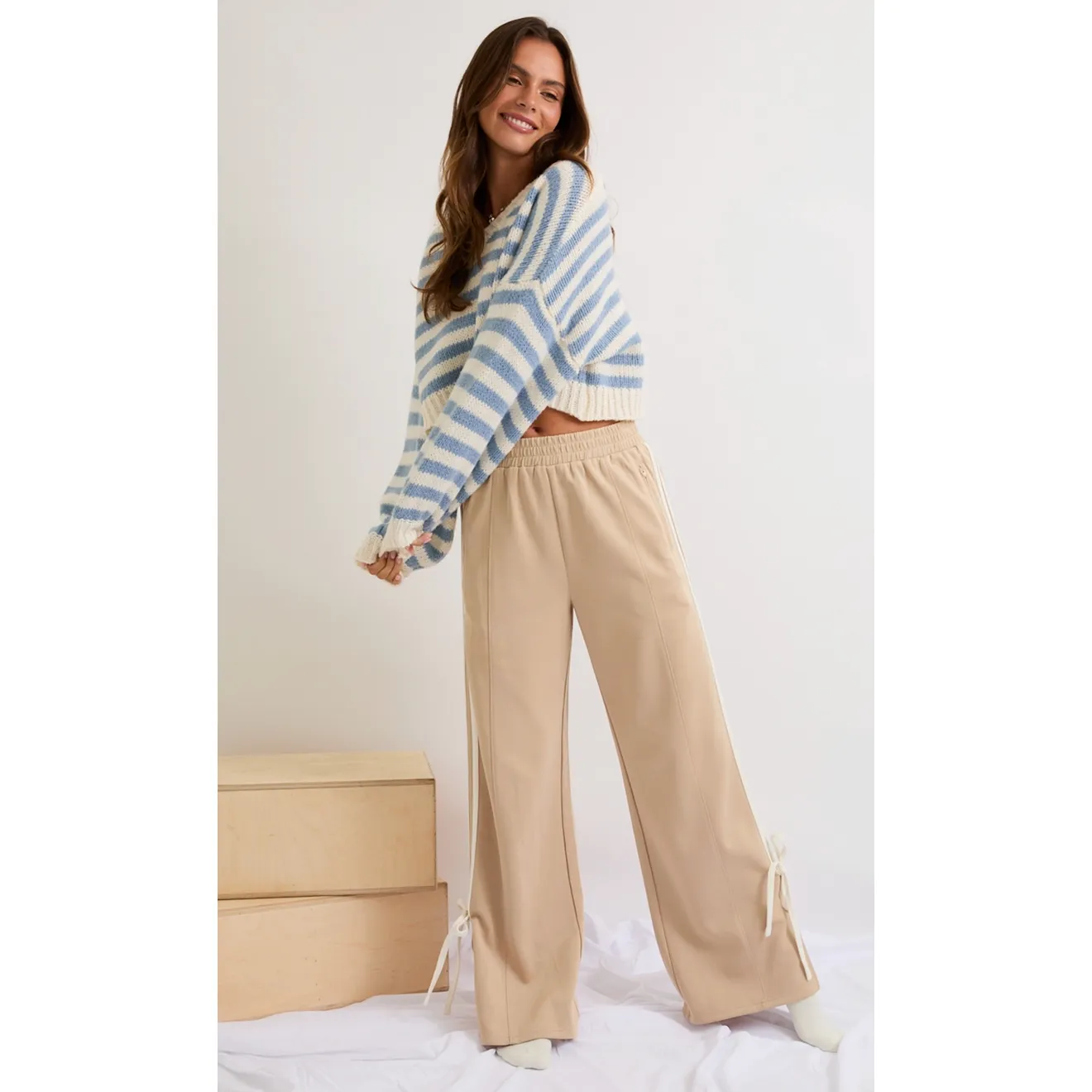 Bow Track Pants- Taupe