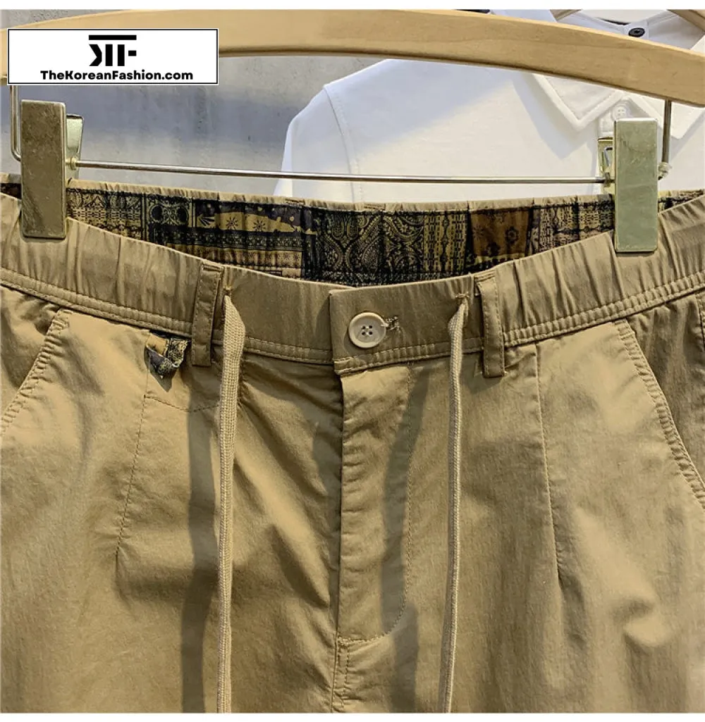Breathable Lace-up Slim Elastic Waist Pants
