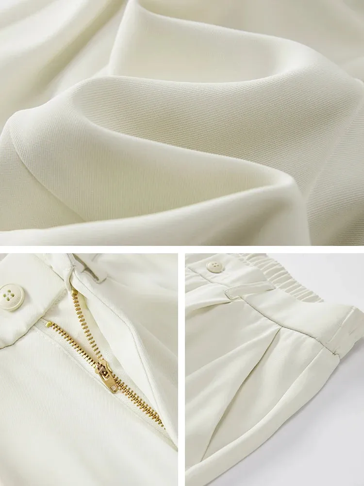 Breathable Polyester Casual Pants for Men: Korean Fashion Semi-Wide Banded Waist Slacks