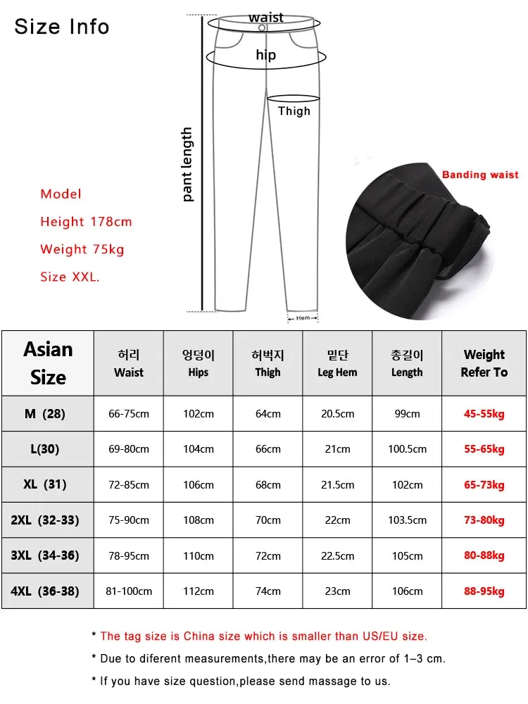 Breathable Polyester Casual Pants for Men: Korean Fashion Semi-Wide Banded Waist Slacks