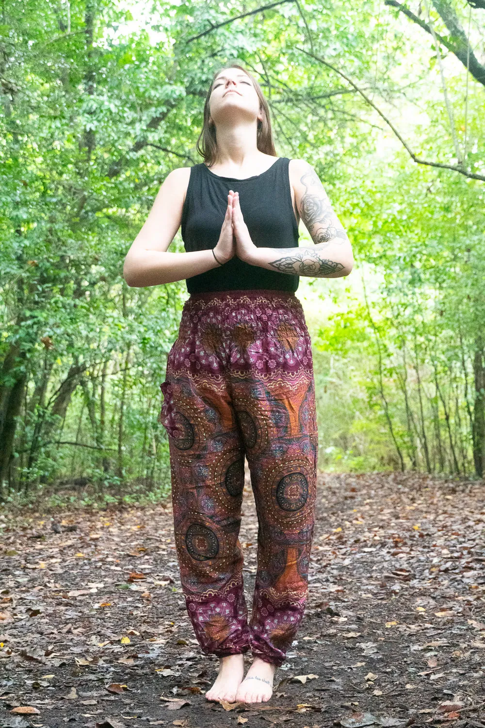 Burgundy Pendant Mandala Harem Pants