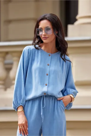Buttoned Tencel Loose-Fit Shirt