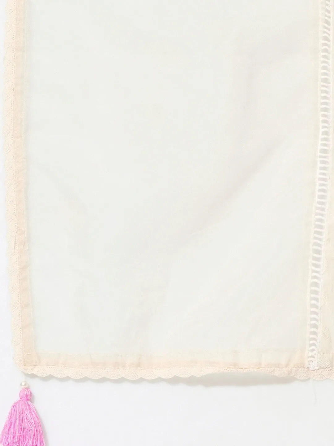 Buy V-Neck All Over Embroidered Calf Length Cream Straight Suit Set With Dupatta For Women Online - Zola