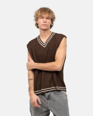 Cable Knitted Vest Brown