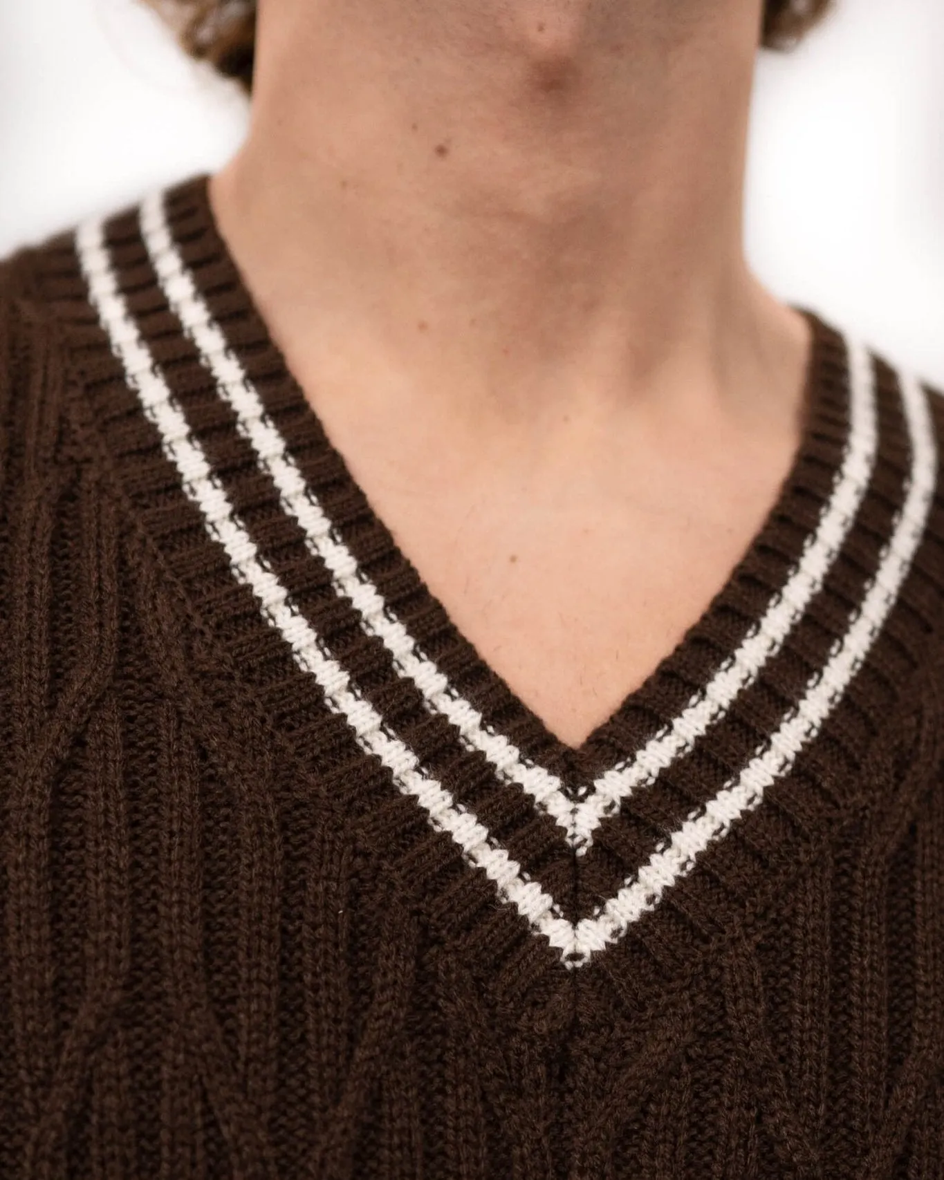 Cable Knitted Vest Brown