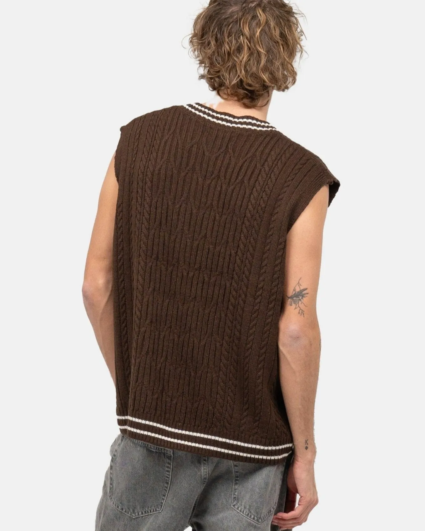 Cable Knitted Vest Brown