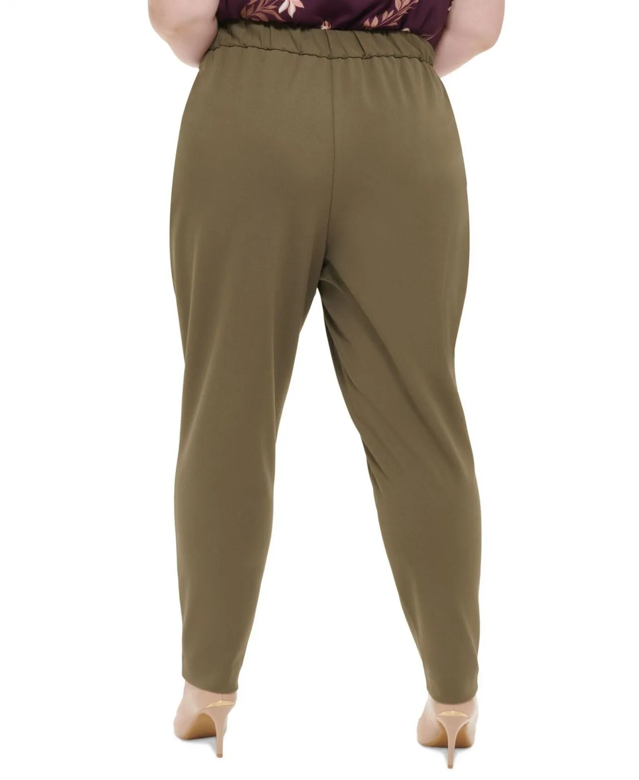 Calvin Klein Plus Mid Rise Slim Leg Straight Leg Pants X28PC533 Caper Green 18W