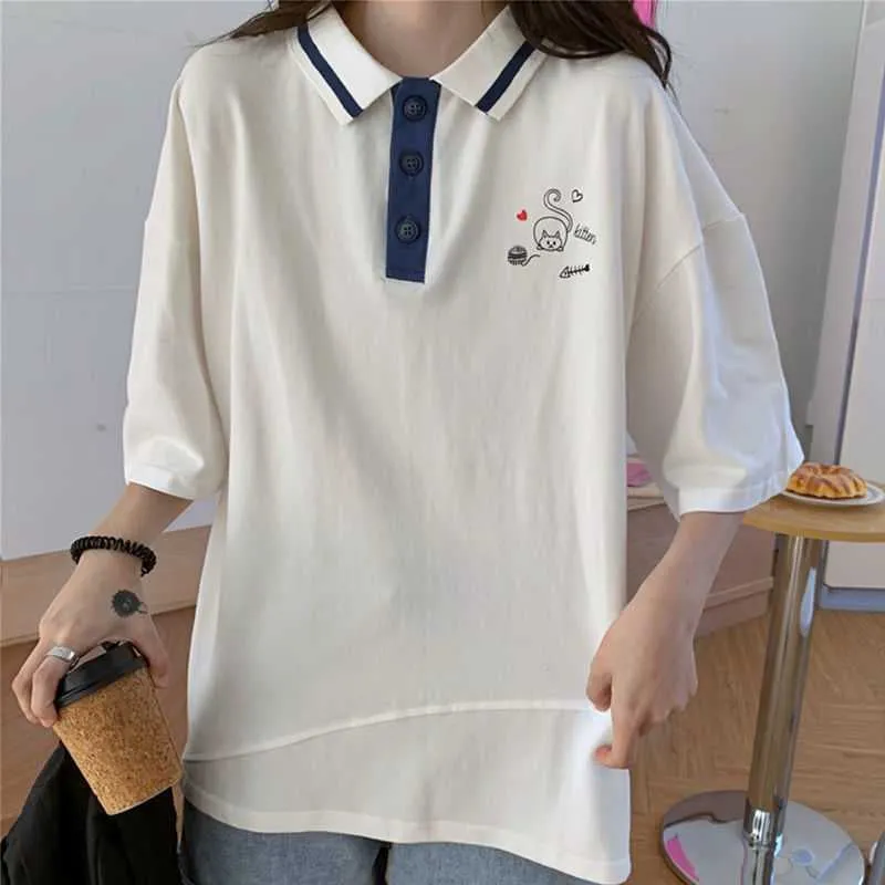 Cartoon Pocket Printed Turn Down Collar Shirts