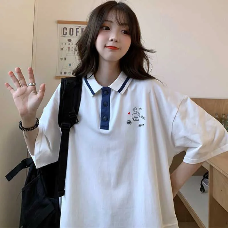 Cartoon Pocket Printed Turn Down Collar Shirts