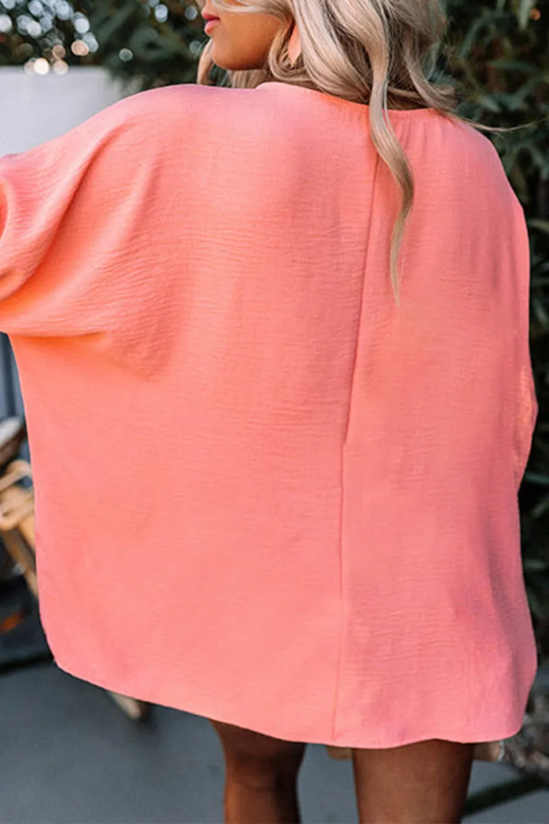 Casual Solid Smocking O Neck T-Shirts(3 Colors)