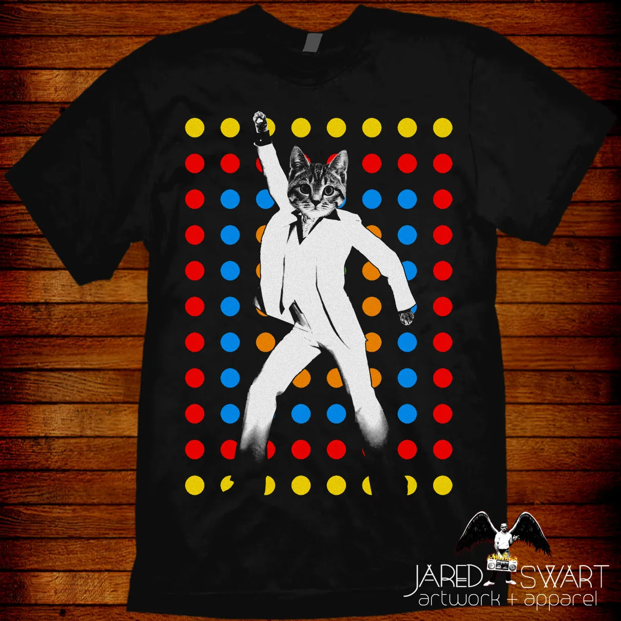 Cat World parody T-shirt Caturday Night Fever