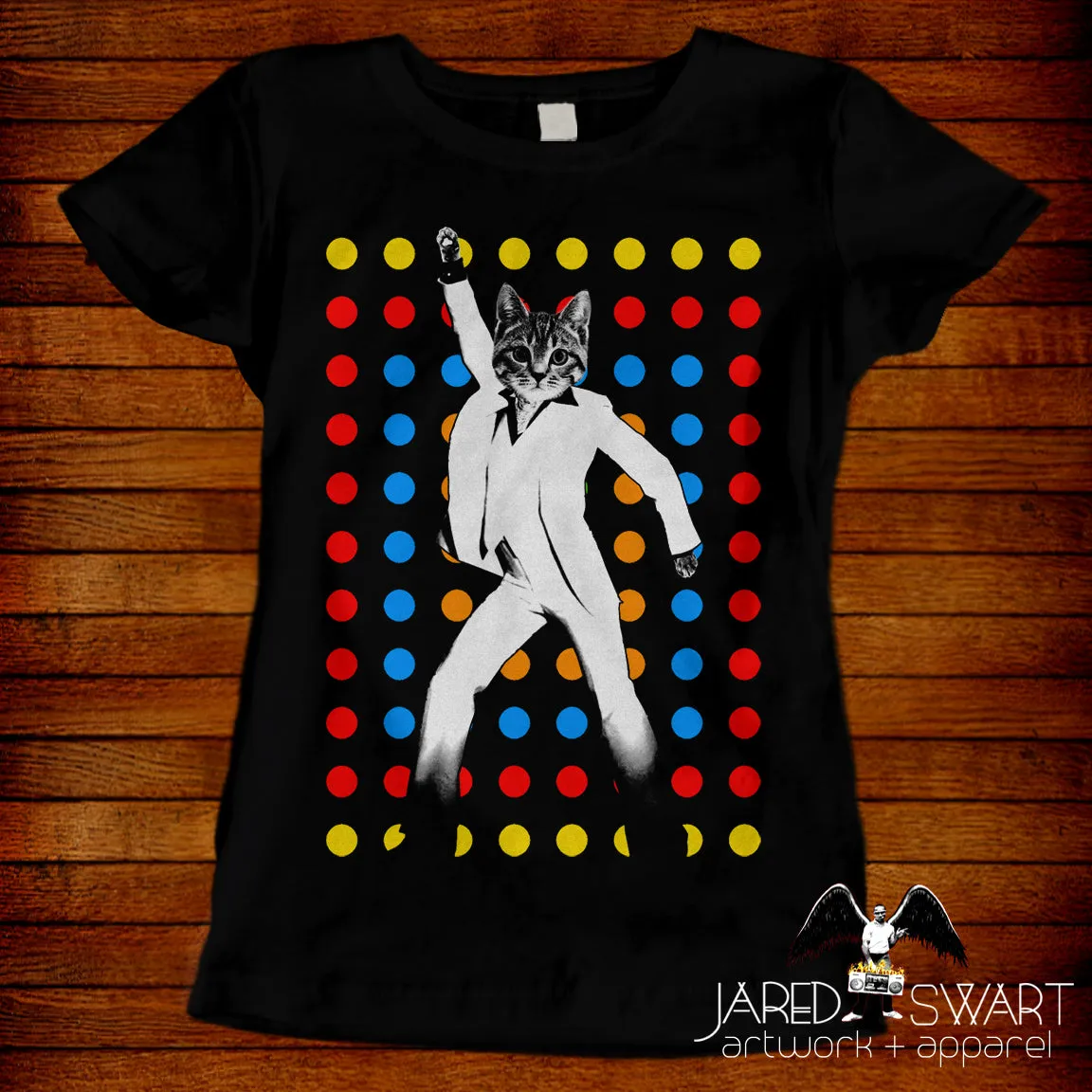 Cat World parody T-shirt Caturday Night Fever