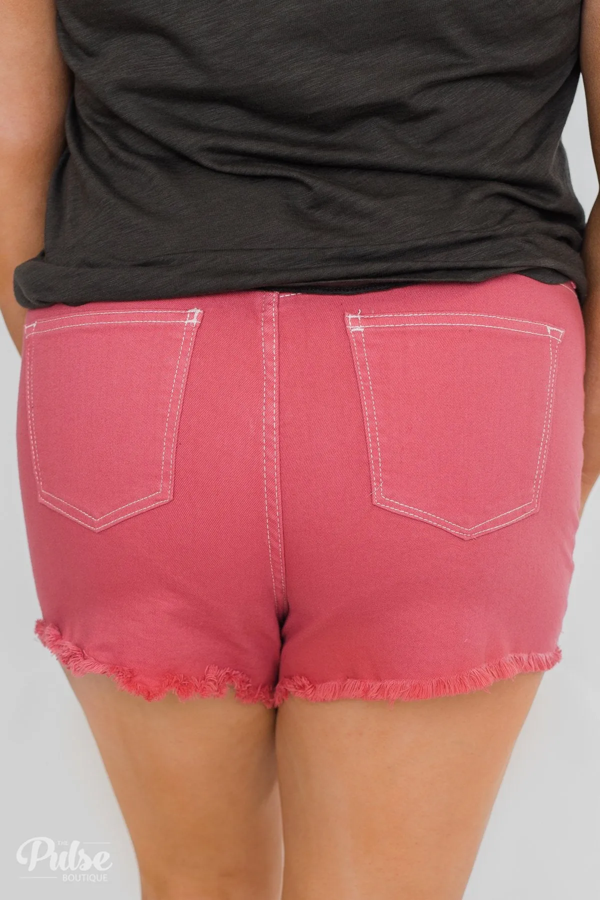 Celebrity Pink Frayed Hem Shorts- Lipstick