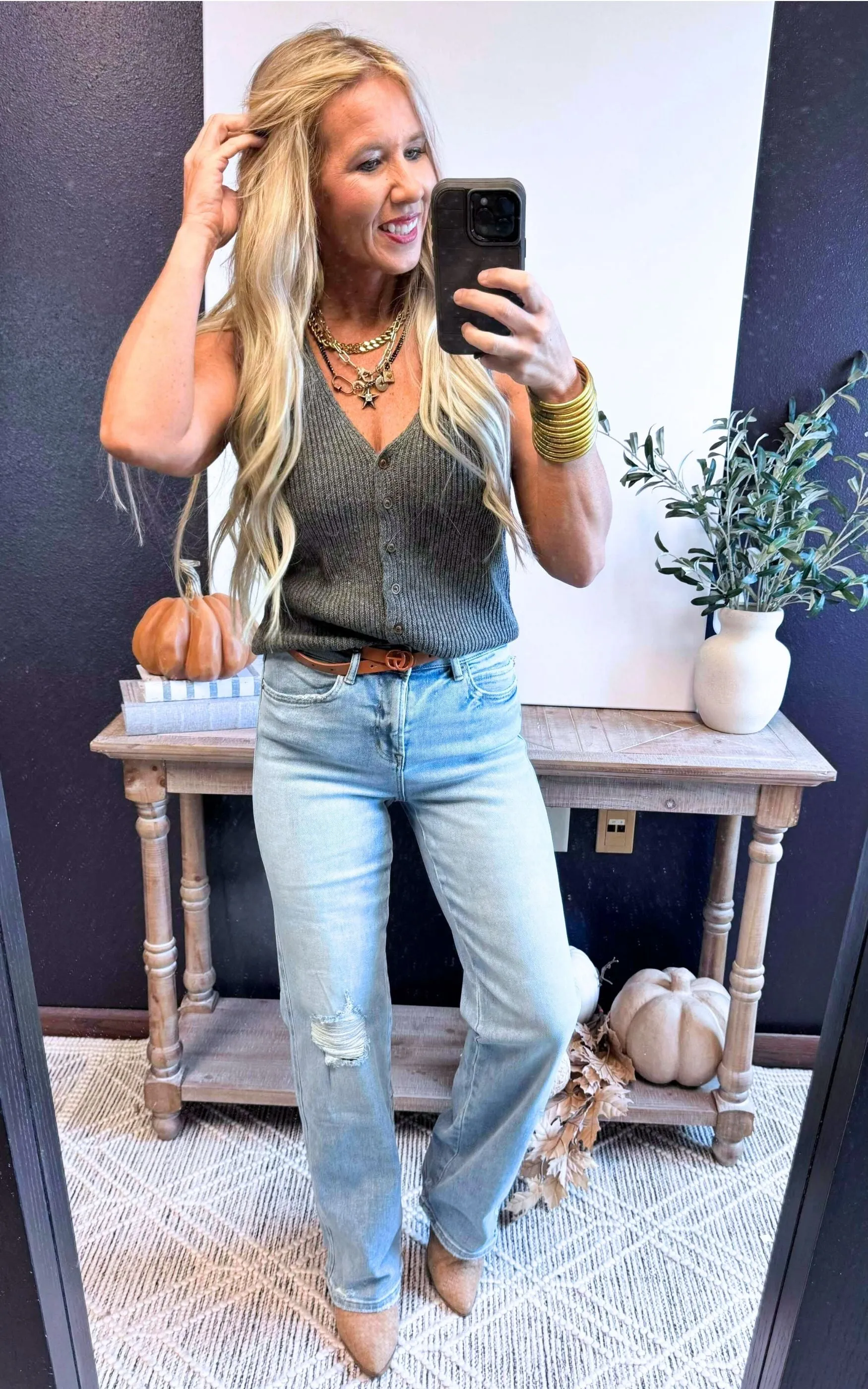 Charcoal Ribbed V-Neck Sweater Vest - Final Sale
