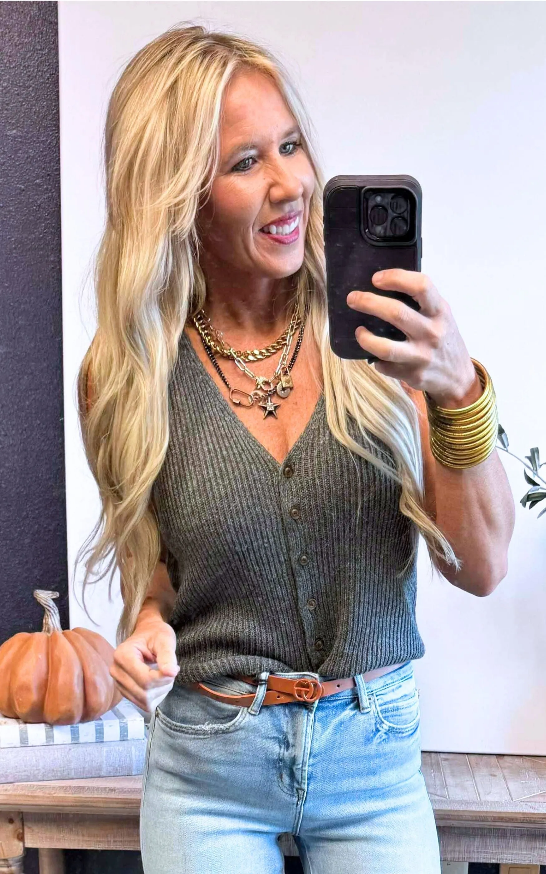 Charcoal Ribbed V-Neck Sweater Vest - Final Sale