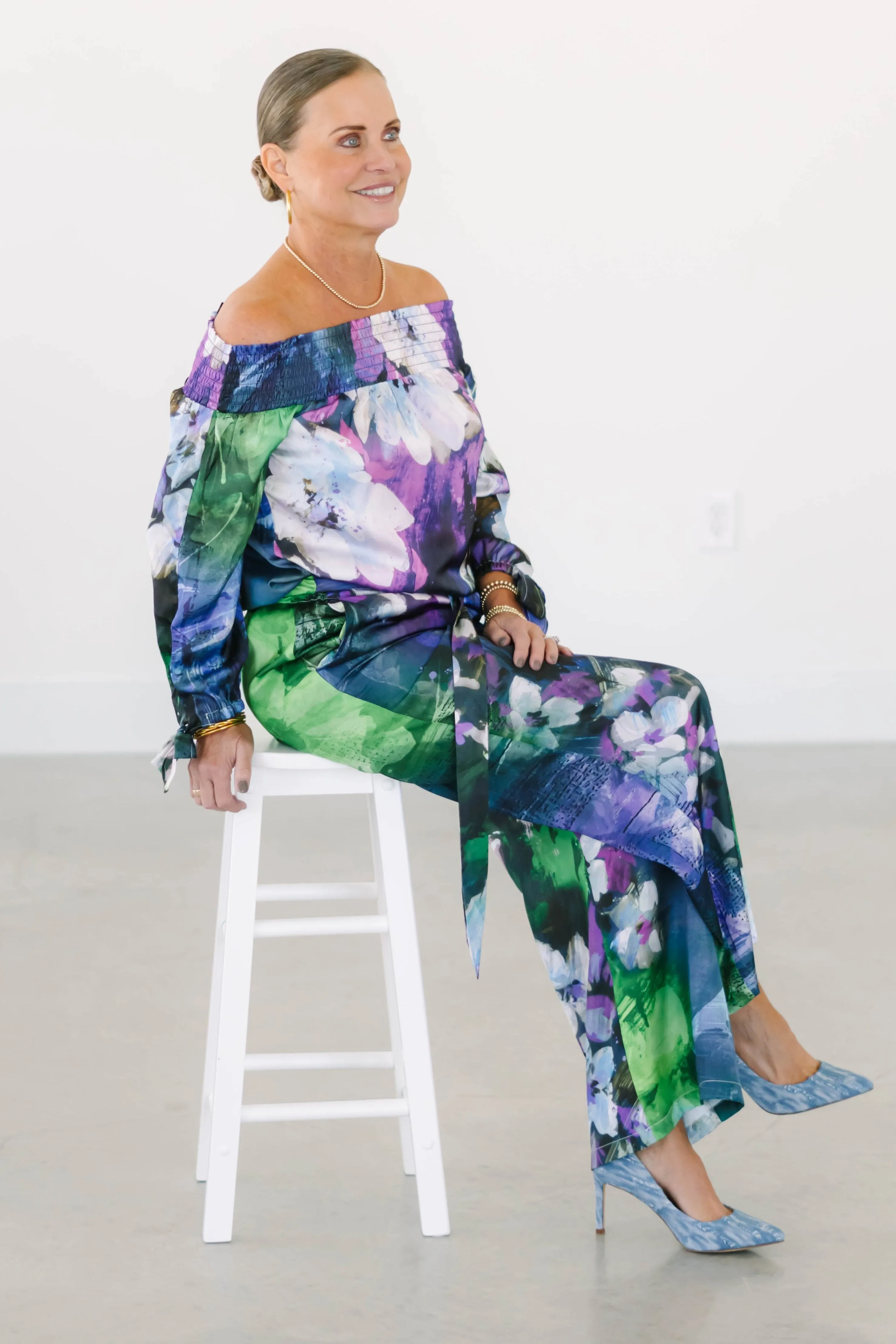 Charmeuse Floral Palazzo Pant