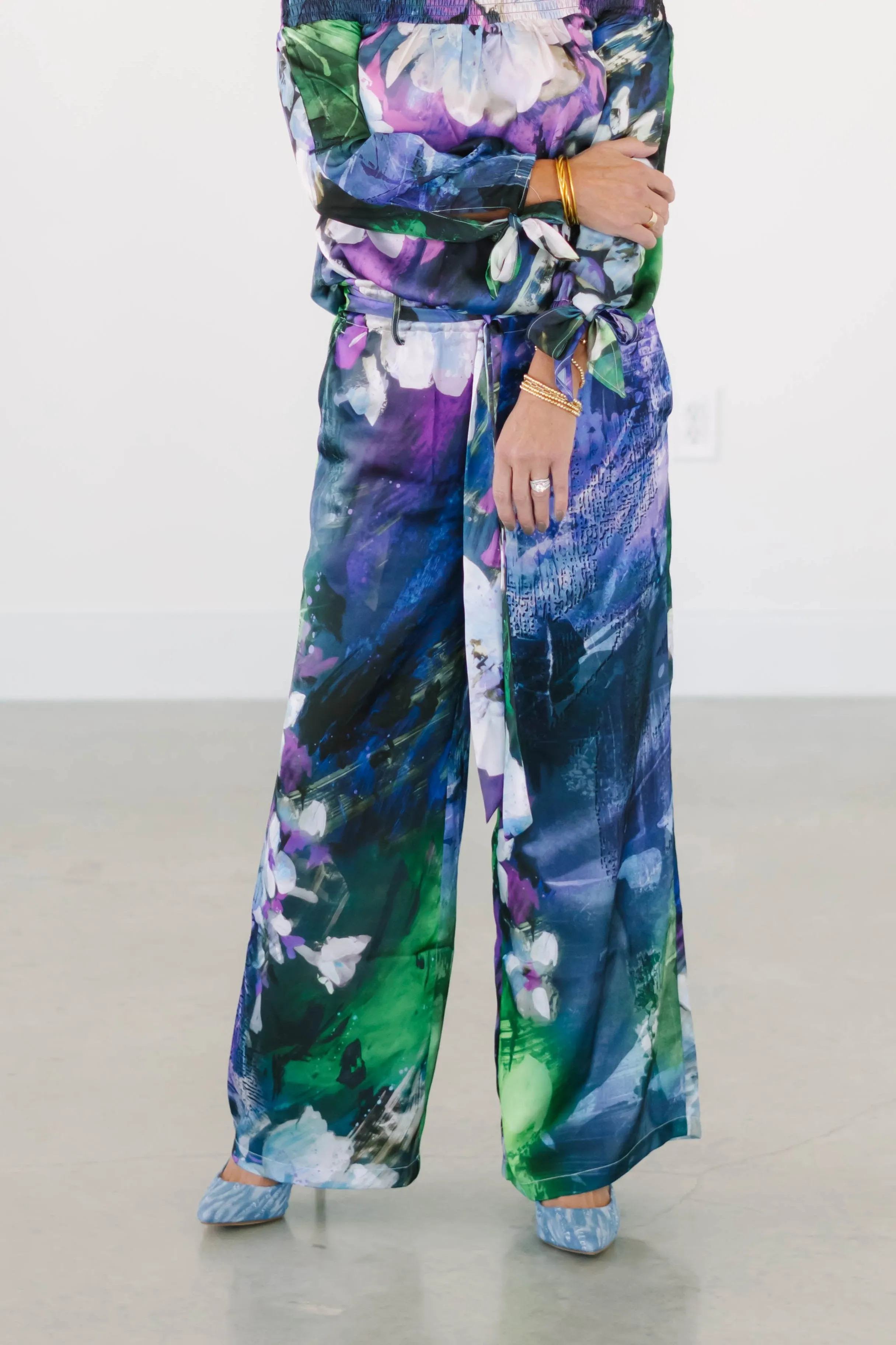 Charmeuse Floral Palazzo Pant