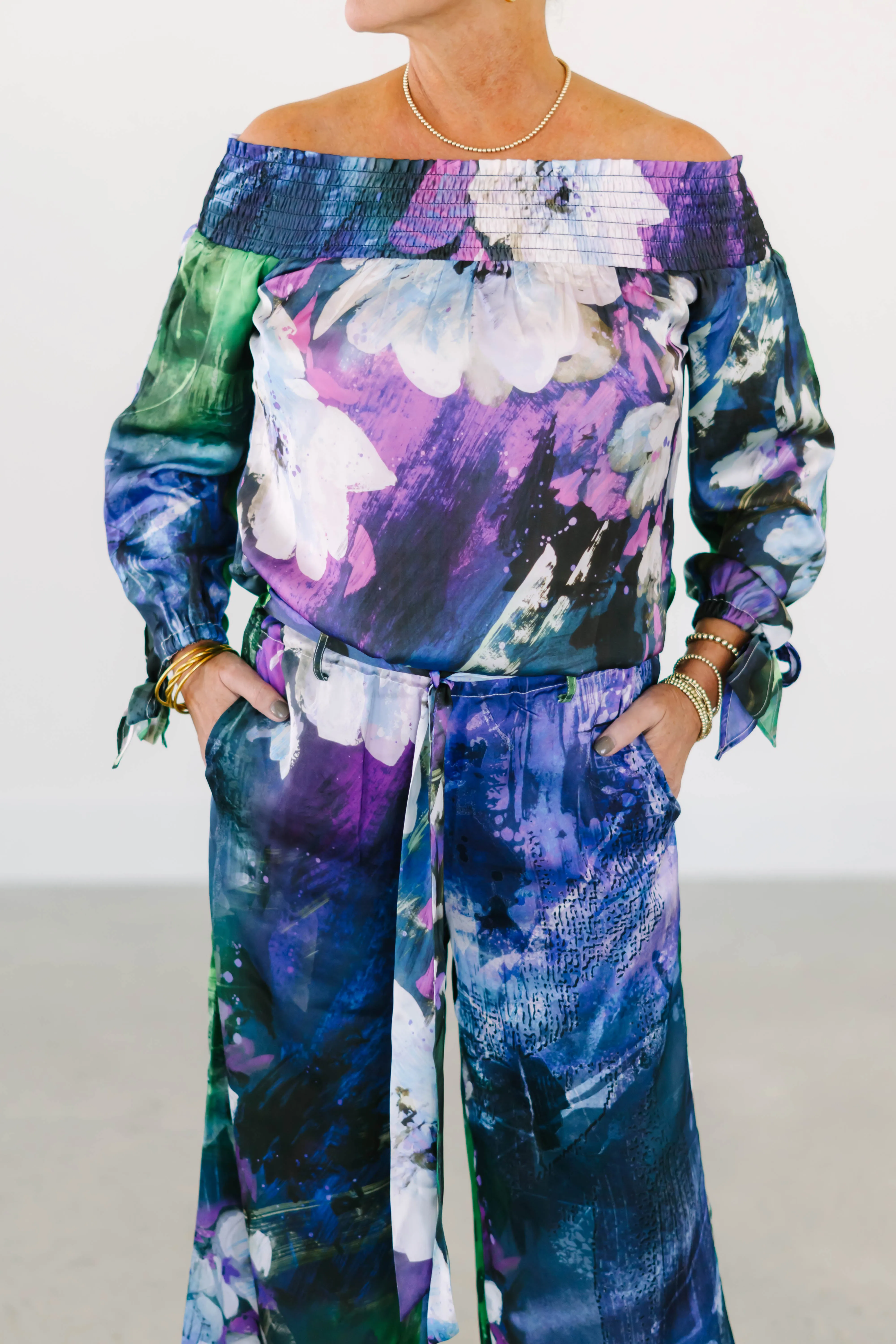 Charmeuse Floral Palazzo Pant