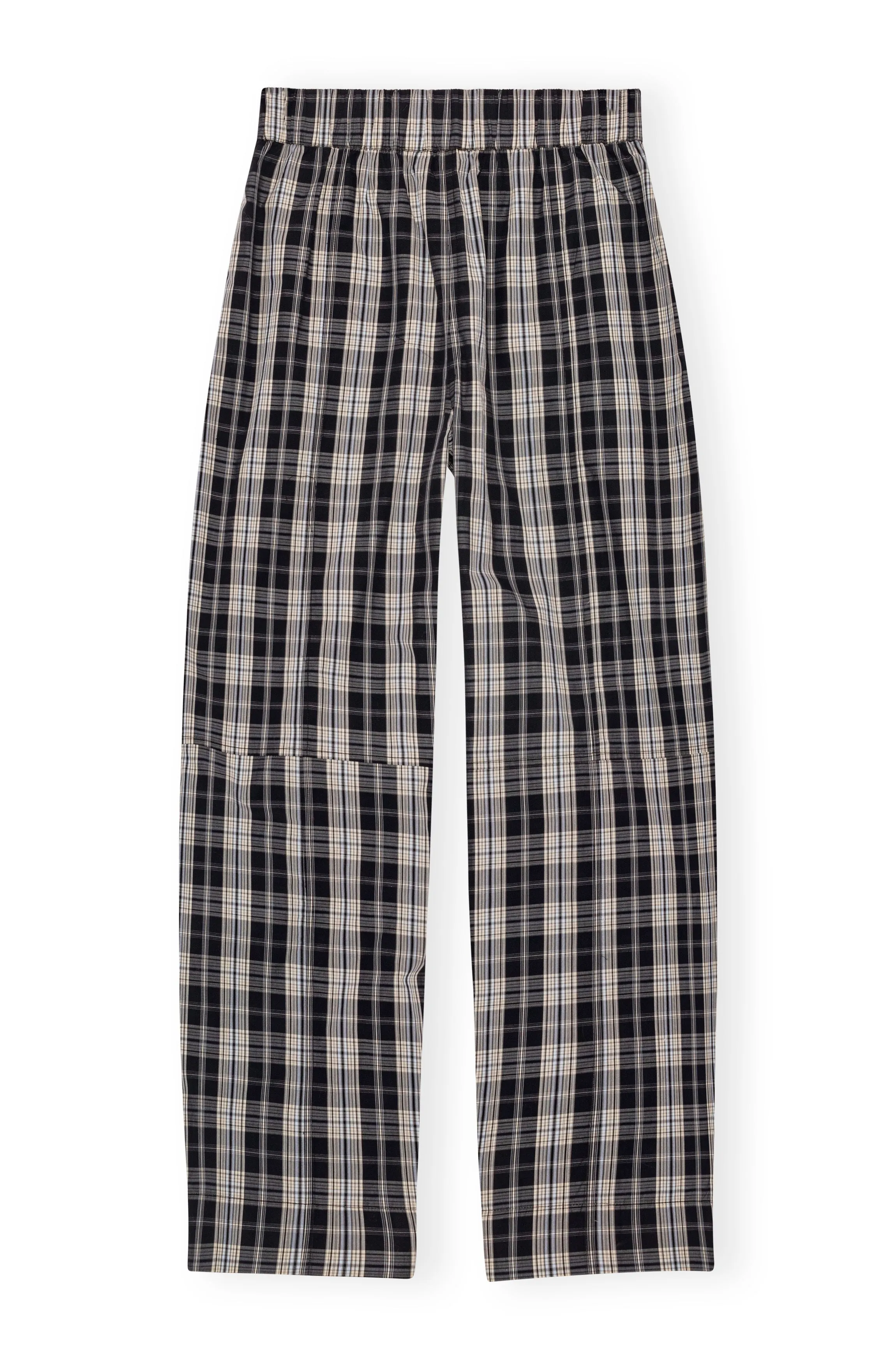 Check Cotton Elasticated Curve Pants - Black