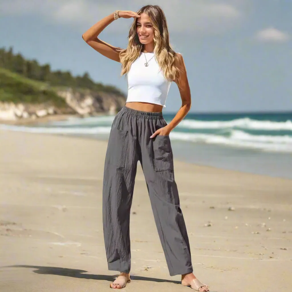 Coastal Breeze Cotton-Linen Pants