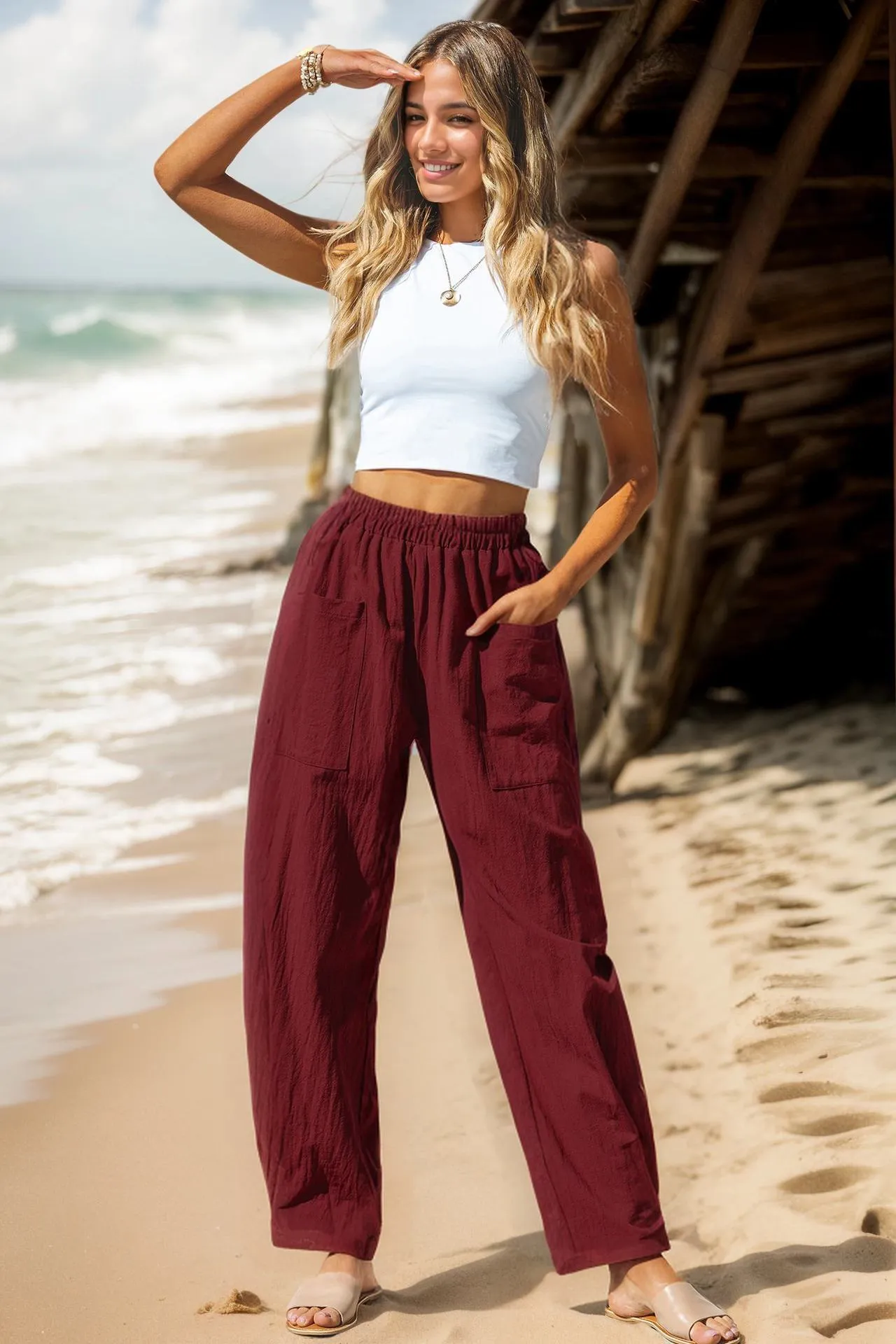 Coastal Breeze Cotton-Linen Pants