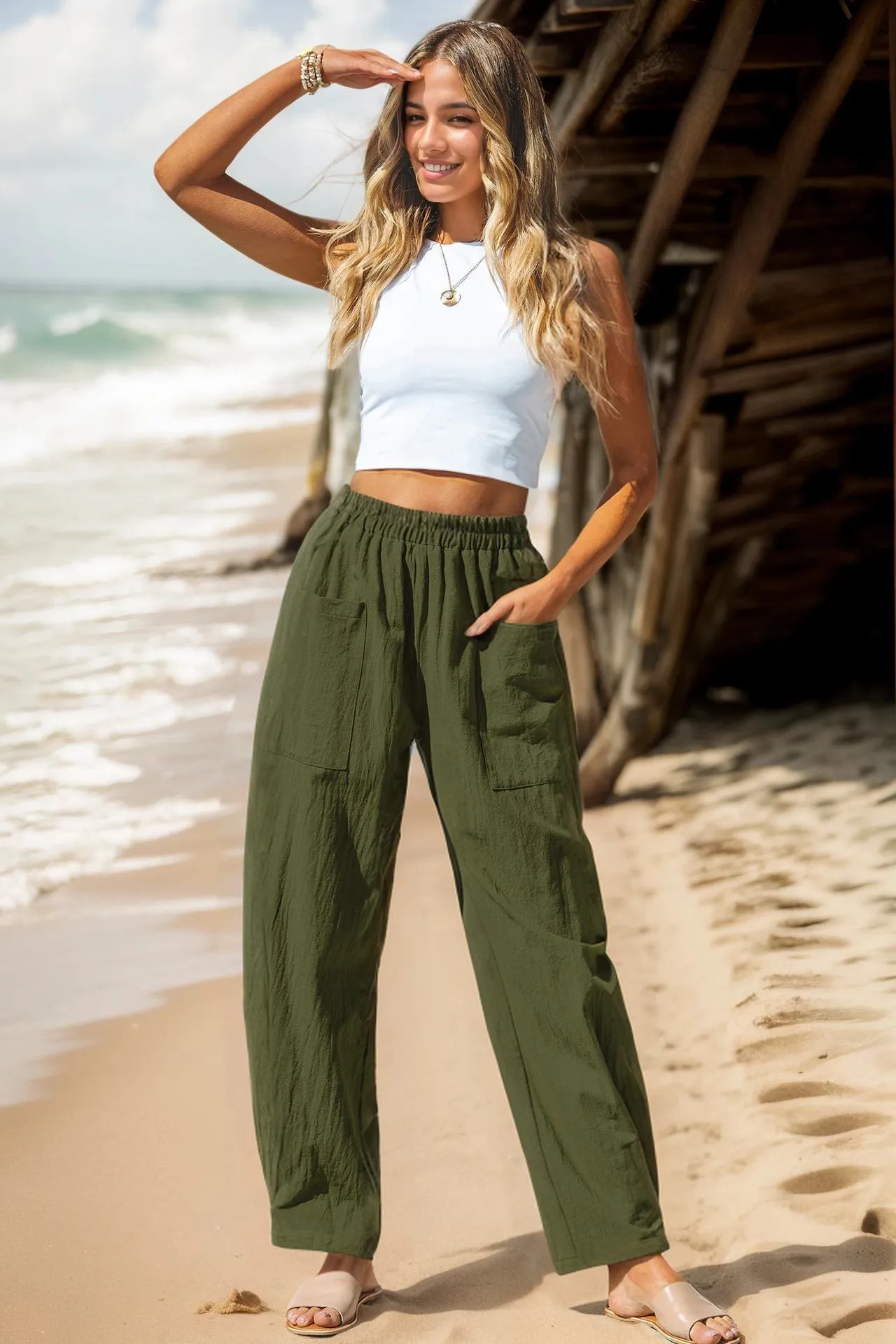 Coastal Breeze Cotton-Linen Pants