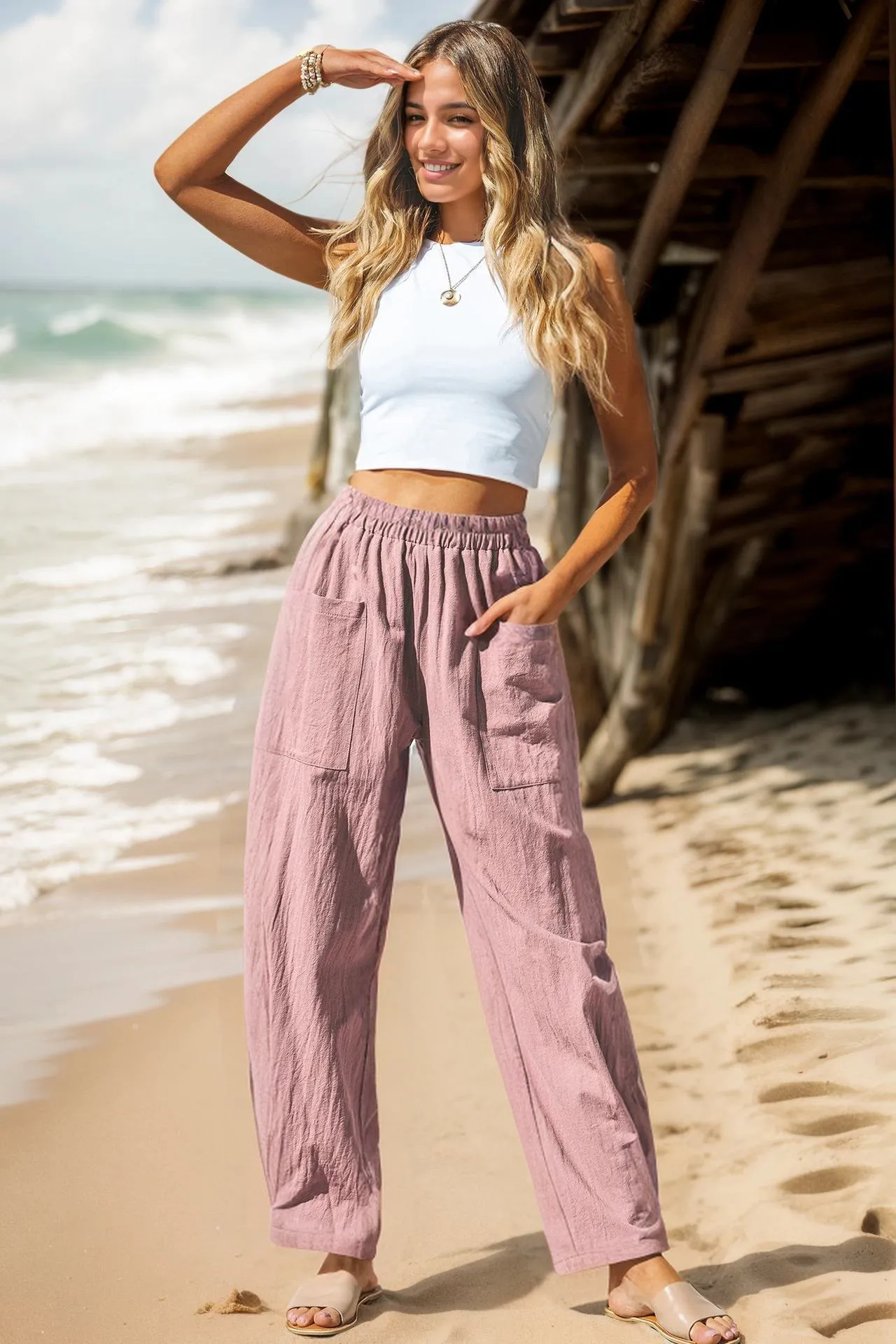 Coastal Breeze Cotton-Linen Pants