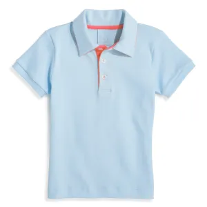 Contrast Trim Pima Polo -- Blue w/ Coral