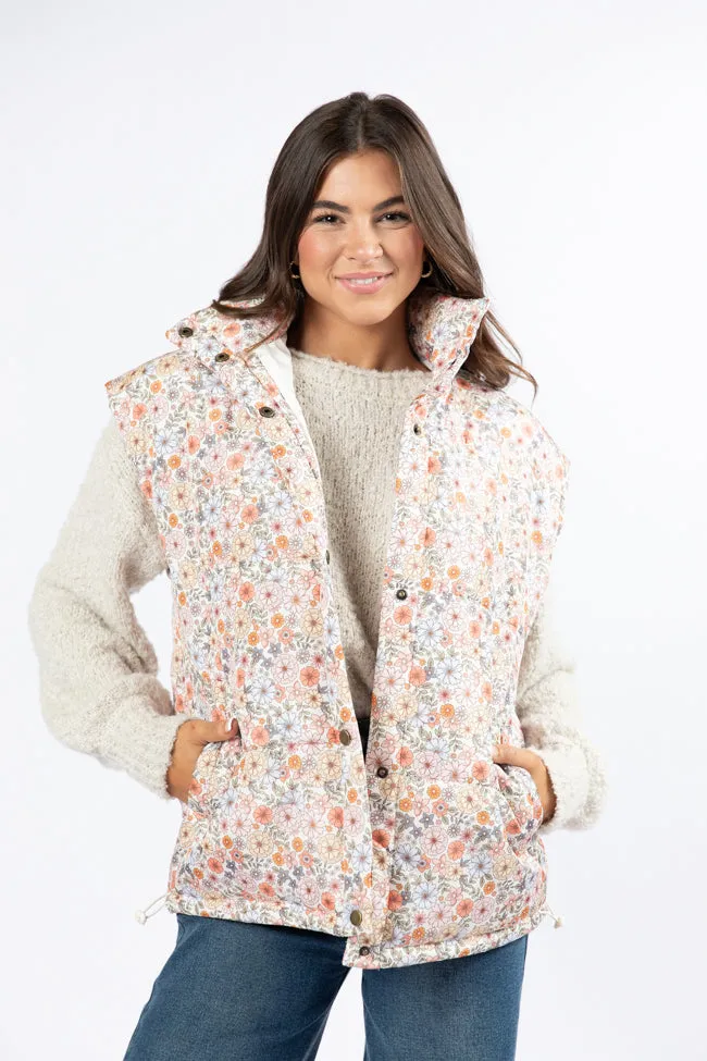 Cool Down Multi Floral Printed Puffer Vest FINAL SALE