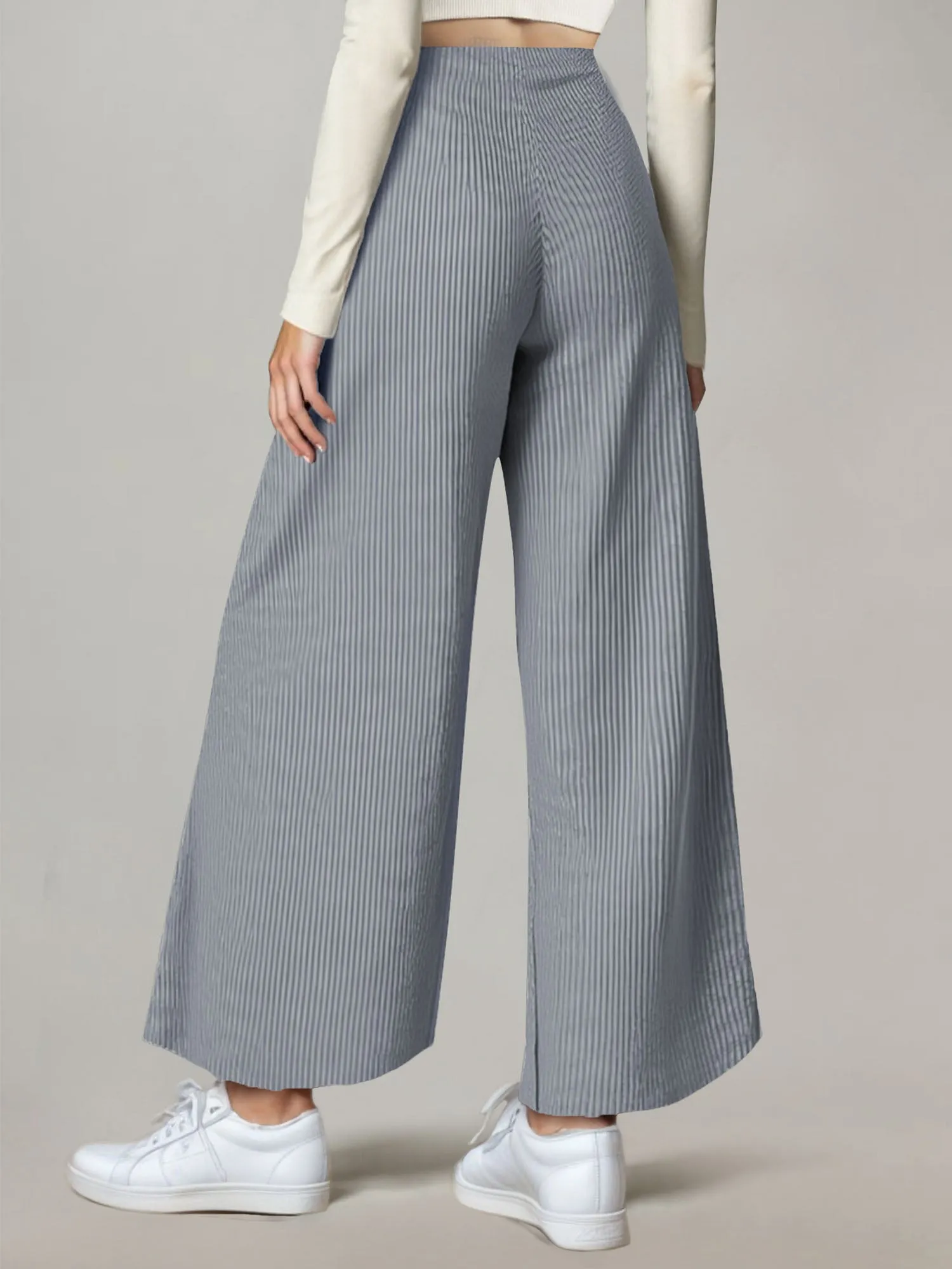 Cotton Blend Wide Leg Pant