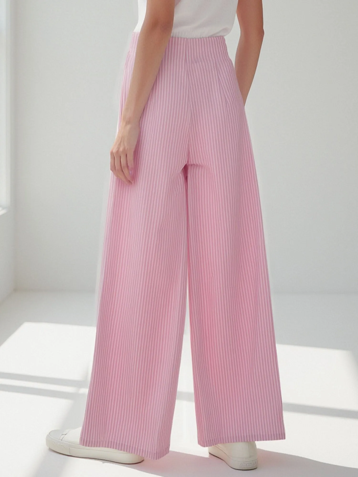 Cotton Blend Wide Leg Pant