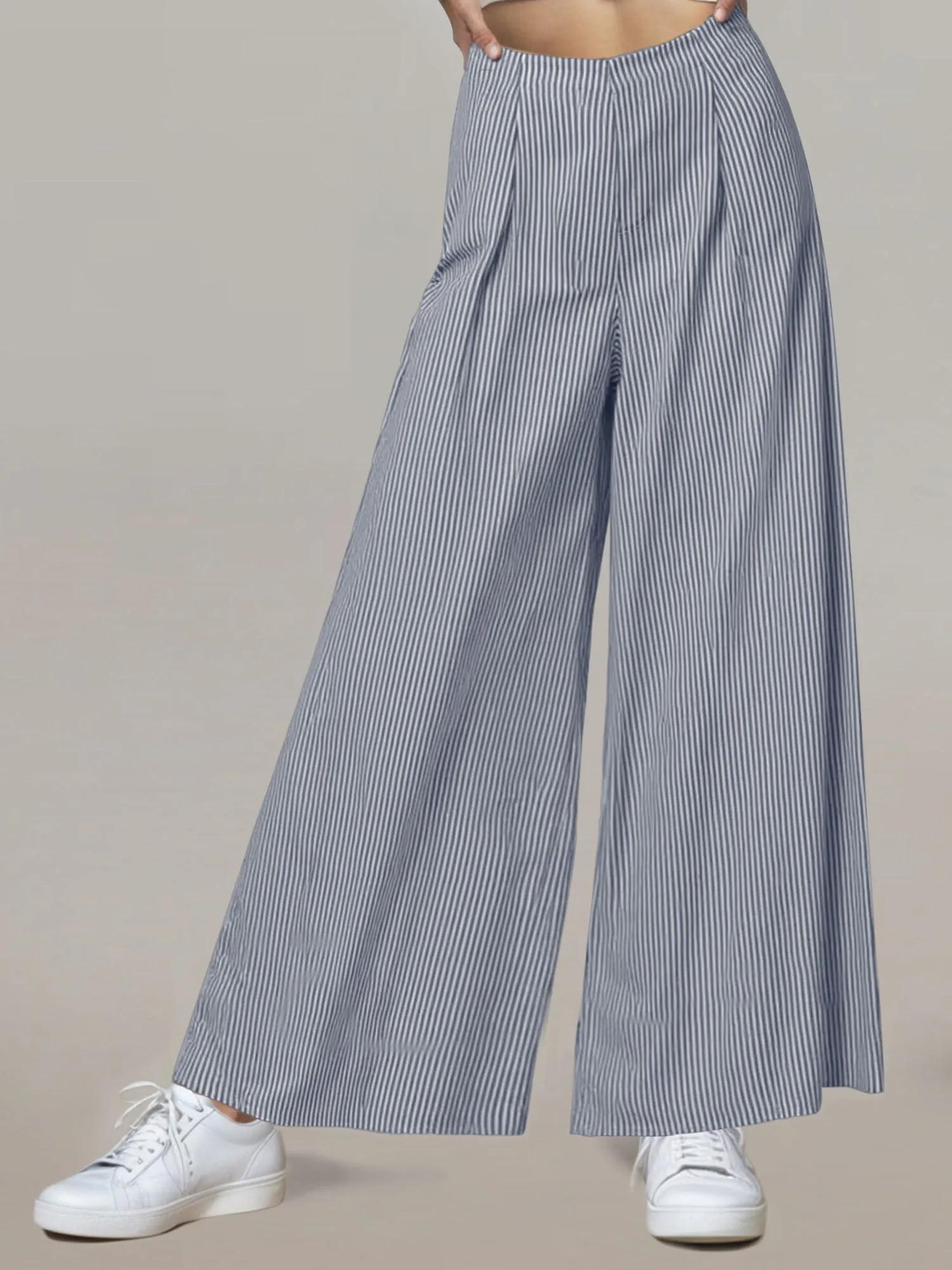 Cotton Blend Wide Leg Pant