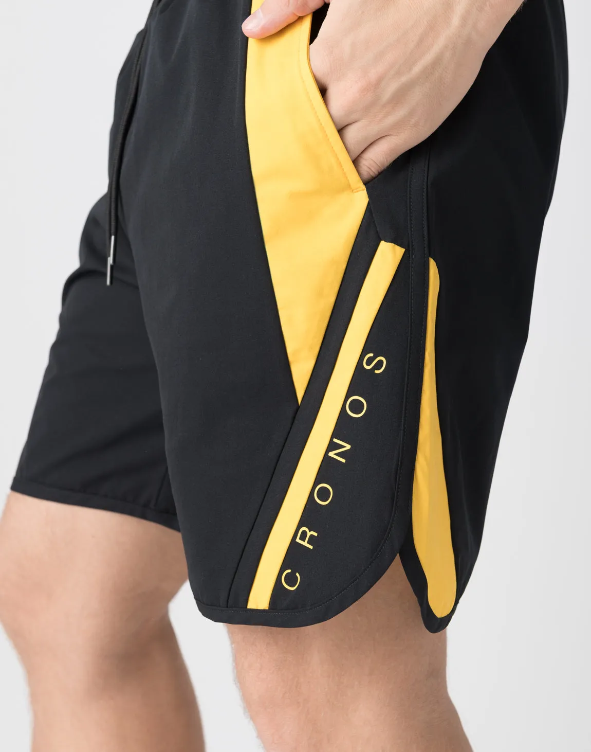 CRONOS Mechanical stretch shorts【BLACK×WHITE】