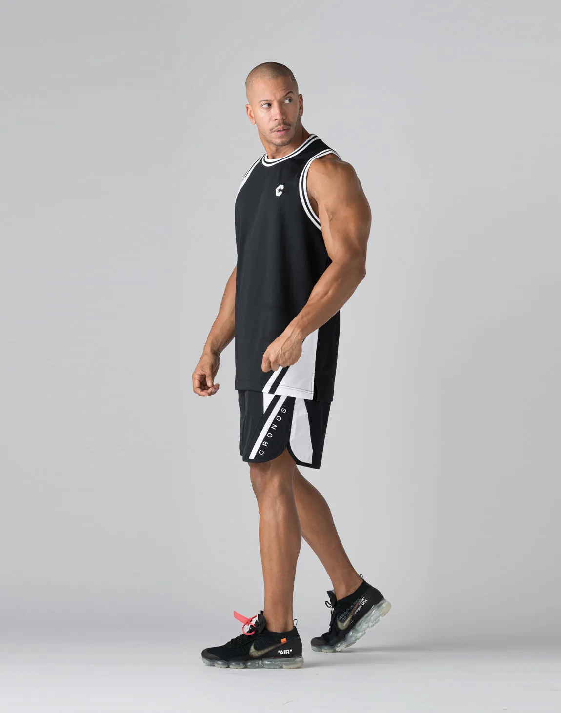 CRONOS Mechanical stretch shorts【BLACK×WHITE】