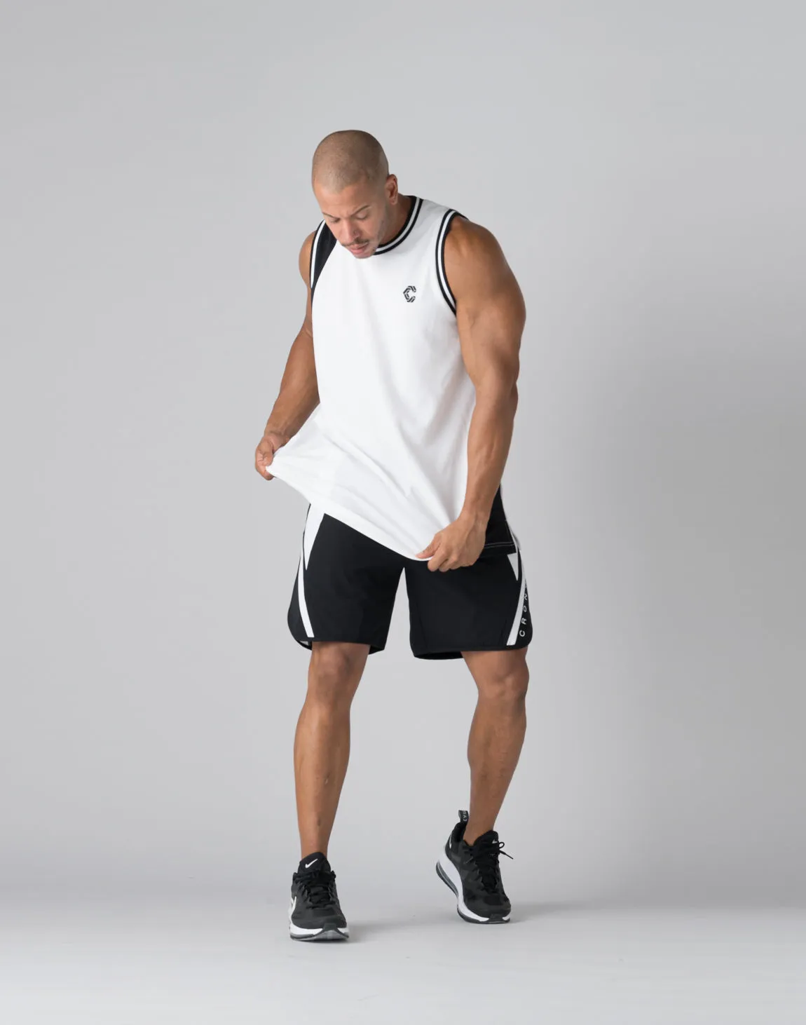 CRONOS Mechanical stretch shorts【BLACK×WHITE】
