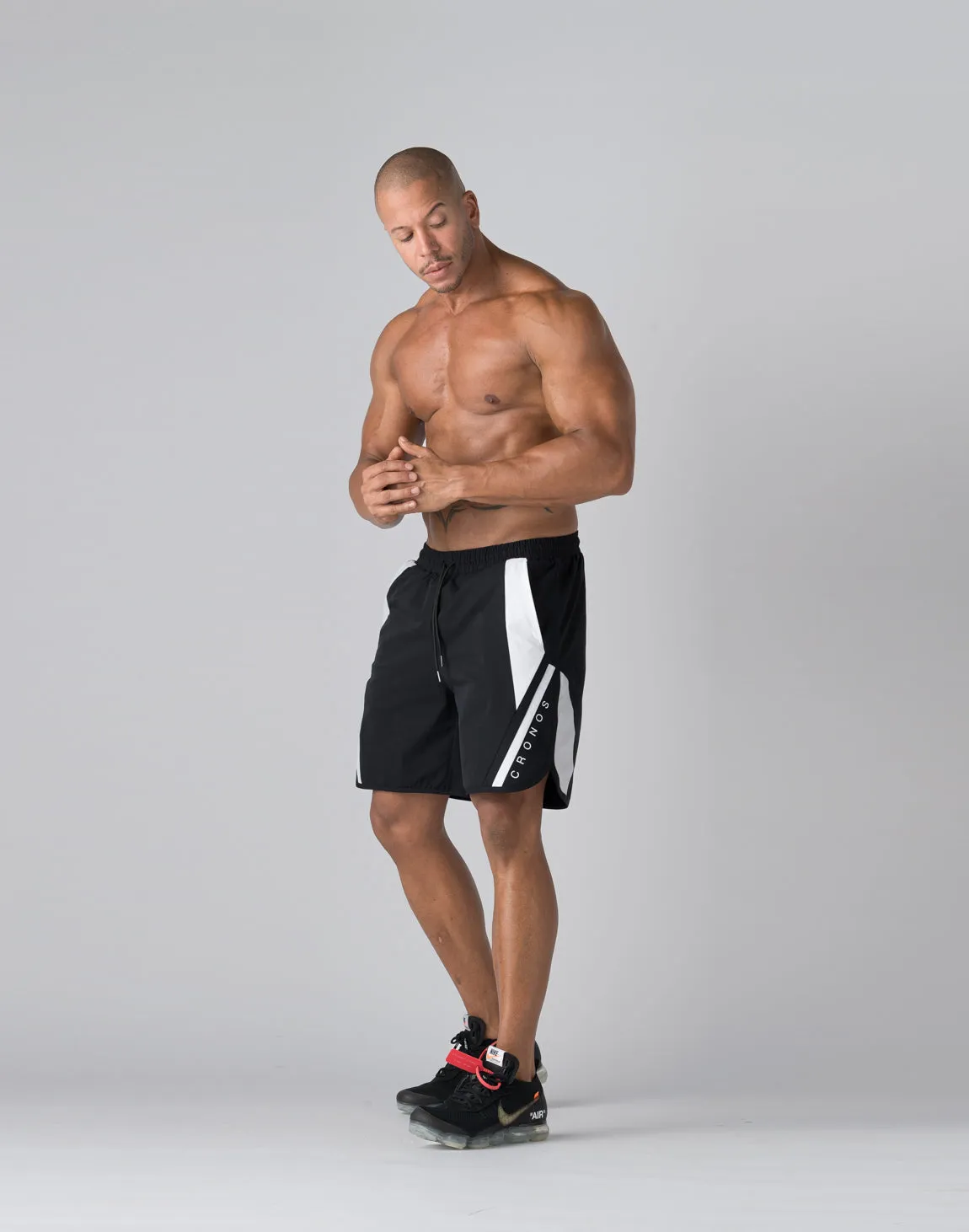 CRONOS Mechanical stretch shorts【BLACK×WHITE】