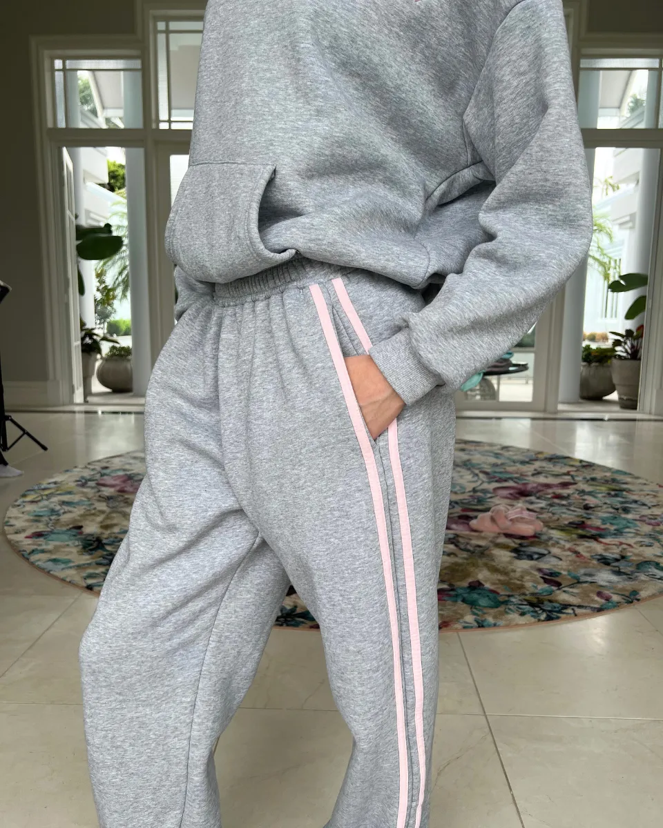Cuffed Track Pants Marl Grey