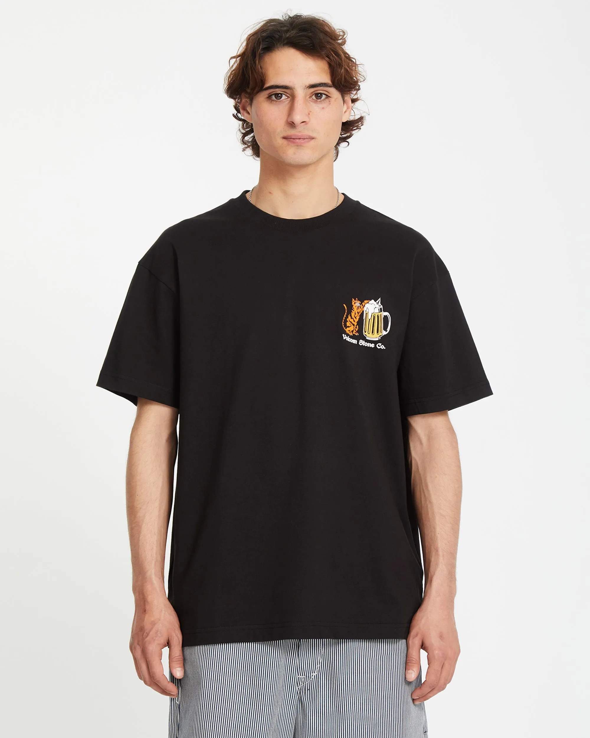Curious Cat T-shirt - BLACK